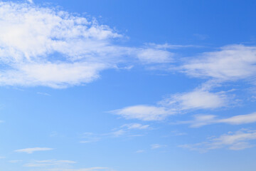 Beautiful blue cloudy sky in windy weather. Background or blank