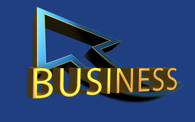 Golden Business Text in Front Of an Up Arrow