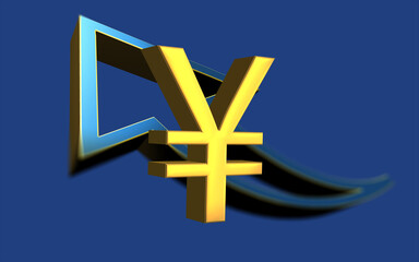 Golden Yen Symbol in Front Of an Up Arrow