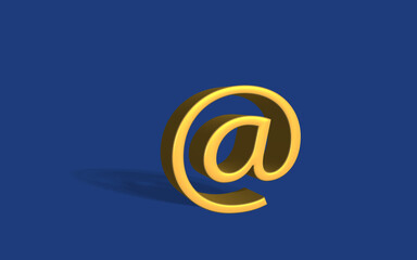 Golden At Sign in Front Of Blue Background