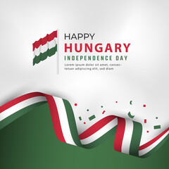 Obraz premium Happy Hungary Independence Day 15 March Celebration Vector Design Illustration. Template for Poster, Banner, Advertising, Greeting Card or Print Design Element