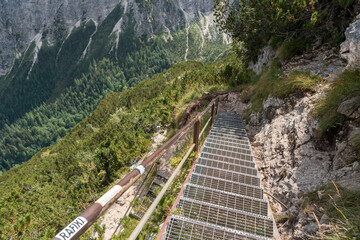 Fototapeta na wymiar the trail Punta Sorapiss, Dolomites Italy