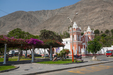 The main church of Lunahuana town, in Peru.