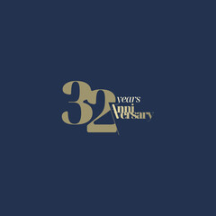 32 years anniversary logotype with modern minimalism style. Vector Template Design Illustration.