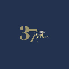 37 years anniversary logotype with modern minimalism style. Vector Template Design Illustration.
