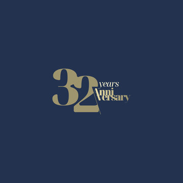 32 years anniversary logotype with modern minimalism style. Vector Template Design Illustration.