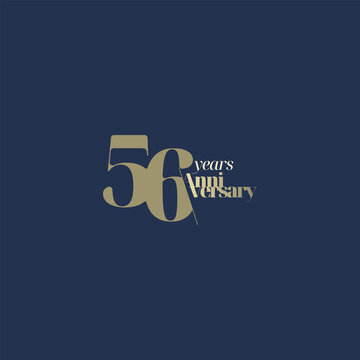 56 years anniversary logotype with modern minimalism style. Vector Template Design Illustration.