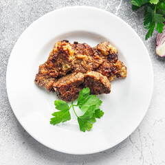 fried liver beef pieces meat food healthy meal food snack on the table copy space food background