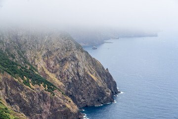 Fototapeta na wymiar Vereda da Boca do Risco walking path in Madeira’s island north-eastern coast