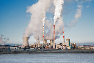 coal fired power station , Pocerady, Czech republic