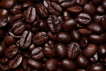 Deep roasted whole coffee beans 