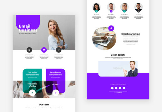Modern Email Newsletter Layout With Purple And Teal Accent
