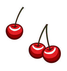 cartoon red cherries single and double