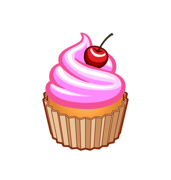 classic cartoon cupcake pink strawberry