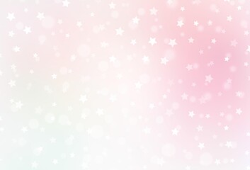 Light Pink, Yellow vector template with ice snowflakes, stars.