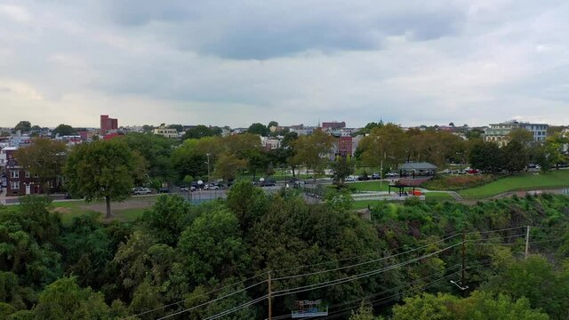 Aerial View of Riverview Fisk Park on a Cloudy Day