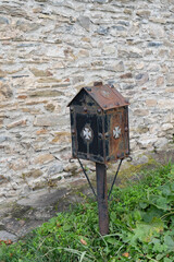 Vintage church letterbox. Old metal