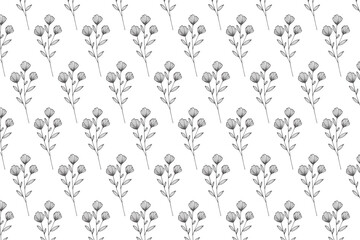 Vintage ornamental seamless flowers pattern background