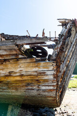 Detail of shipwreck in Squirrel Cove, Cortes Island, British Columbia, Canada