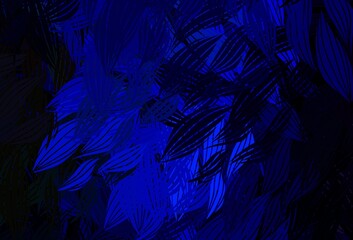 Dark Blue, Green vector doodle background with leaves.