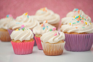 cupcake with pastel pink sprinkles