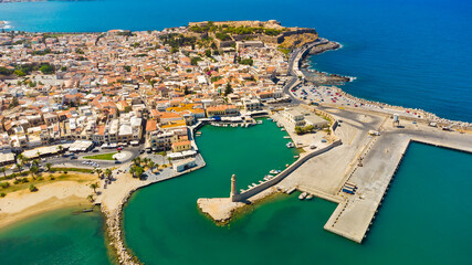 Fototapeta na wymiar Old venetian harbor in Rethymno, Crete, Greece