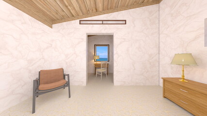 海が見えるベッドルーム