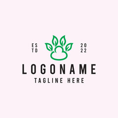 Paw Leaf Logo Design Vector