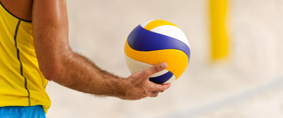 Volleyball Beach Player Male Athlete Serving Volley Ball Header Banner