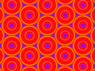 Colorful and vibrant repeating pattern in red, purple and blue. Energetic, hypnotic and positive surface print for fabric, packaging and wrapping. Concept of passion, sex appeal, love and enchantment.