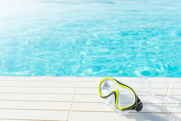 Underwater mask near the pool.