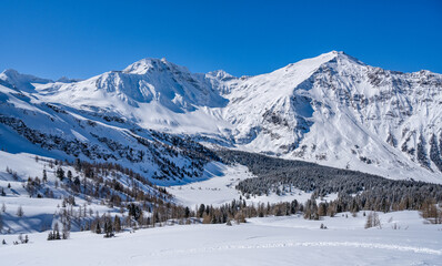 Fototapeta na wymiar Panorama of a snow-covered alpine landscape, Rauris, Salzburger Land, Austria