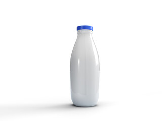 3d render milk bottle plain white scene