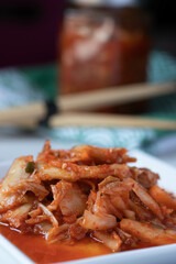 Spicy lettuce kimchi, Korean food, Vegetarian food good for health