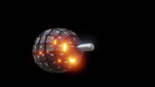 The concept of information warfare. Digital bomb, on a transparent background. alpha channel