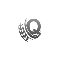 Letter Q with trailing wheel icon design template illustration