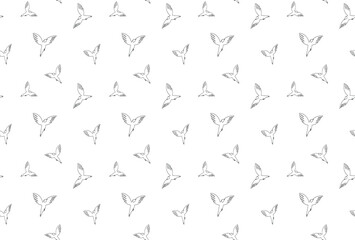 Seamless pattern with white  flying birds.
