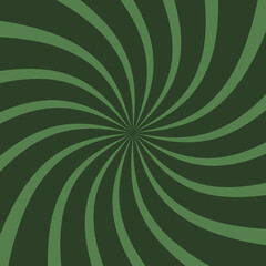 Green spiral background, swirling radial pattern, abstract vector illustration.Beautiful design template for wallpaper design.