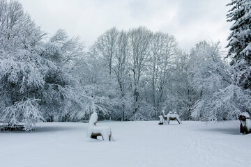 Winter view panorama of South Park in city of Sofia, Bulgaria