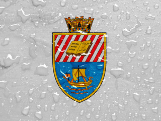 flag of Beirut, Lebanon with rain drops