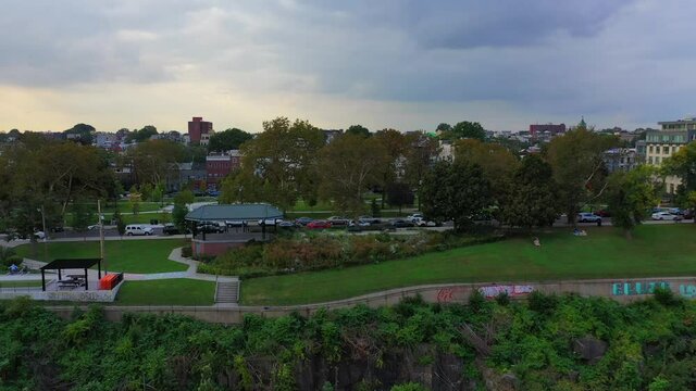 Aerial Pan View View of Riverview Fisk Park on a Cloudy Day - Part 2