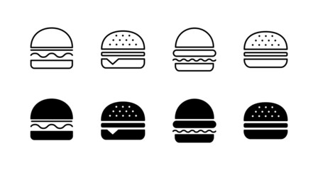 Burger icons set. burger sign and symbol. hamburger