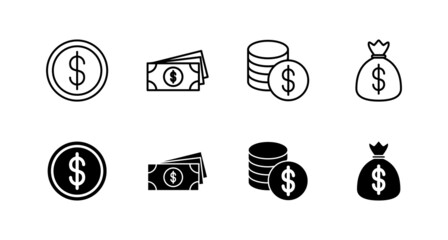 Money icons set. Money sign and symbol