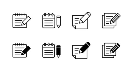 Note icons set. notepad sign and symbol