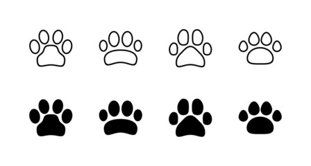 Naklejka na ściany i meble Paw icons set. paw print sign and symbol. dog or cat paw