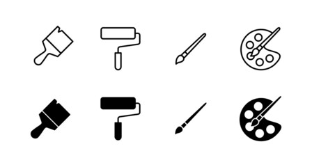 Paint icons set. paint brush sign and symbol. paint roller icon vector