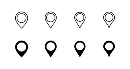 Pin icons set. Location sign and symbol. destination icon. map pin