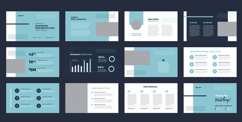Business Presentation Brochure Guide Design or Pitch Deck Slide Template or Sales Guide Slider - obrazy, fototapety, plakaty