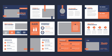 Business Presentation Brochure Guide Design or Pitch Deck Slide Template or Sales Guide Slider