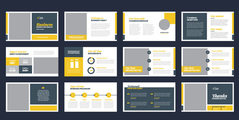 Business Presentation Brochure Guide Design or Pitch Deck Slide Template or Sales Guide Slider